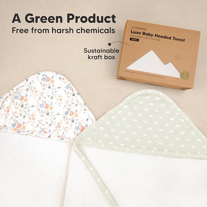 KeaBabies Hooded Baby Towel for Newborn - Viscose Derived from Bamboo Large Baby Bath Towels with Hood for Boys, Girls, Toddler, Extra Absorbent & Soft Newborn Bath Essentials (Rainbow)