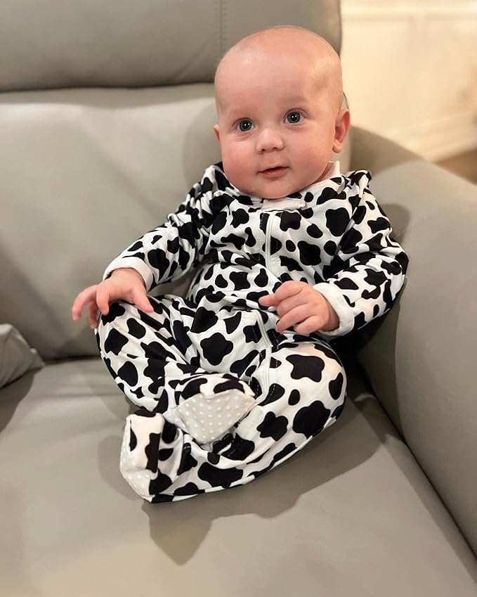 UNIFACO Baby Girls Boys Footed Pajamas One-Piece Sleeper Snug Fit Sleep and Play Zip Front Footie Romper 0-12 Month