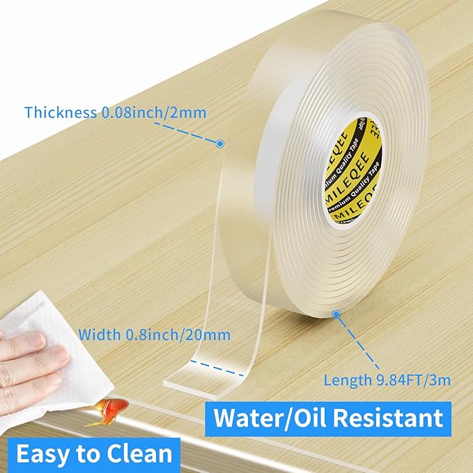 3Pack Clear Edge Protector Strip, 0.8in x 9.84FT(29.52FT Total), Sharp Edge Wrap Cover Tape, Self Adhesive Protective Bumper Guards for Cabinet Door Desk Glass Table Furniture, Kitchen Countertop