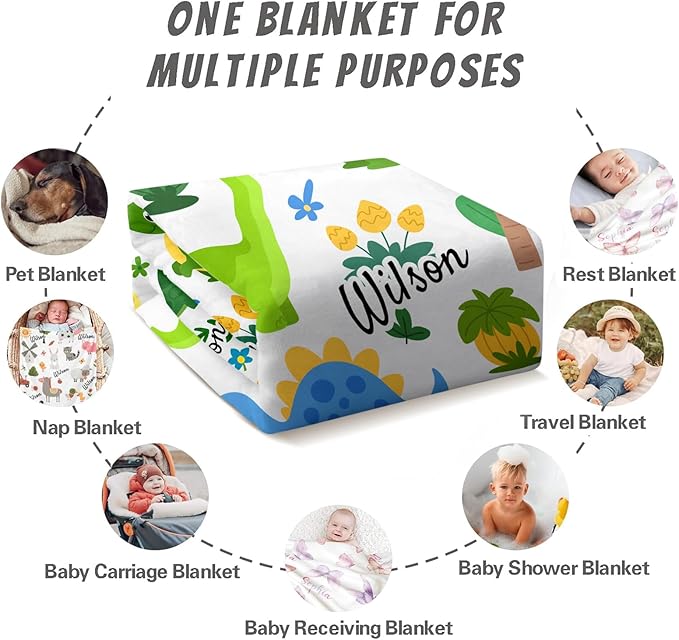 Ship Next Day, Personalized Baby Blanket for Boys Girls - Printed in USA, Custom Baby Blanket with Name Super Soft Plush Flannel, Easter Christmas Brithday Gifts for Baby Shower Kids Toddlers Newborn