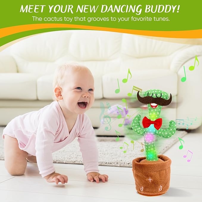 Dancing Cactus Toy, Talking Cactus Toys, Volume Adjustable Easter Gift for Baby Girls Boys Kids 1 2 3 6 9 12 Year Old, Repeat What You Say Toy of Easters Gifts-Red Tie