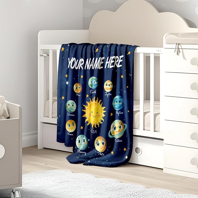 Ship Next Day, Personalized Baby Blanket for Boys Girls - Printed in USA, Custom Baby Blanket with Name Super Soft Plush Flannel, Easter Christmas Brithday Gifts for Baby Shower Kids Toddlers Newborn