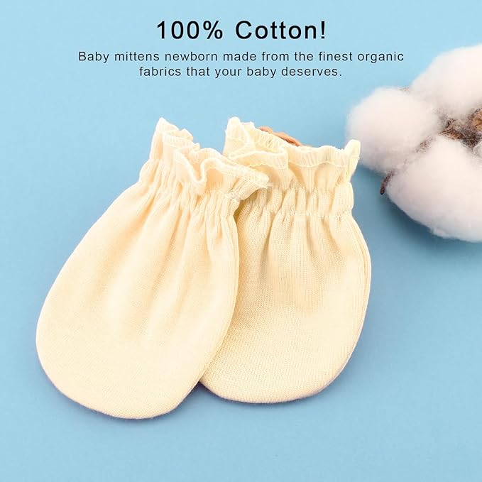 BQUBO 12 Pairs Baby Mittens Newborn Infant Toddler Mittens No Scratch Cotton Elastic Wrist Gloves for Boys Girls 0-6 Months
