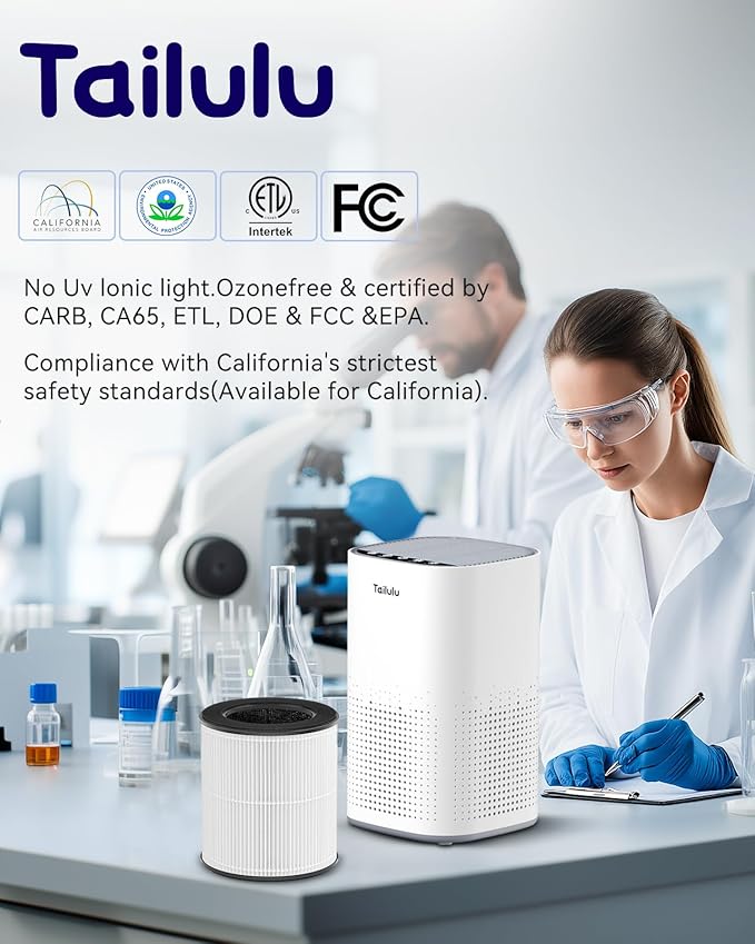 Air Purifiers for Home Large Room up to 1500ft², Tailulu H13 True HEPA Air Purifier for Pets Dust Odor Smoke, Air Purifier for Bedroom with 15dB Quiet Sleep Mode for Bedroom Office Living Room