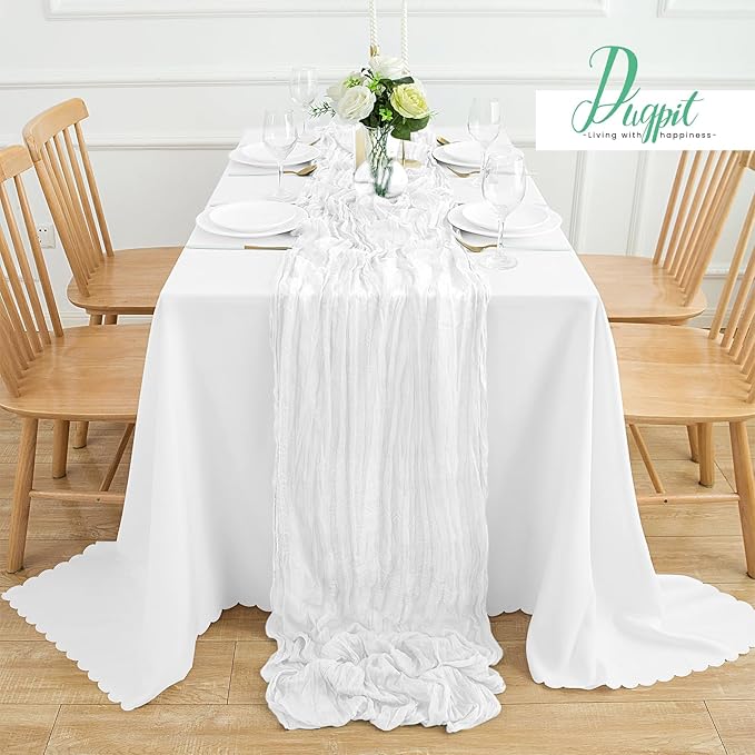 12Pack White Table Runner 10FT Cheesecloth Table Runner 35x120inch Cheese Cloth Table Runners Rustic Boho Gauze Table Runners for Party Wedding Birthday Dining Bridal Baby Shower Decor