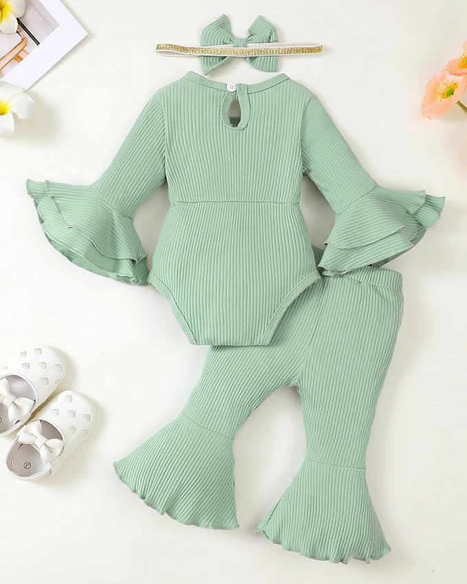 SUNNY PIGGY Baby Girl Clothes Infant Newborn Outfits Romper 0-18 Month Toddler Girls’ Clothing Pant Set