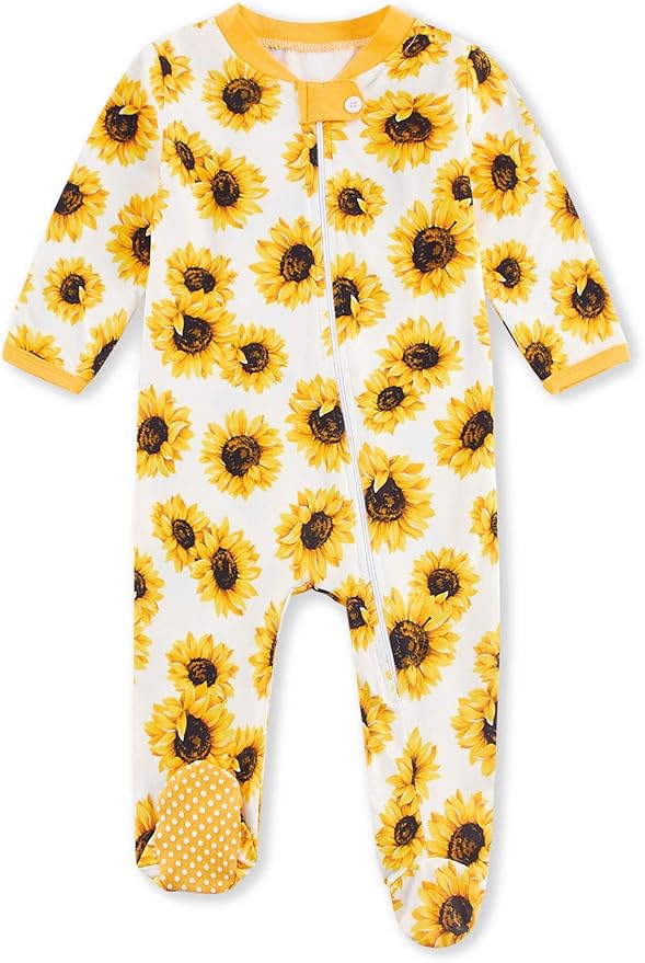 UNIFACO Baby Girls Boys Footed Pajamas One-Piece Sleeper Snug Fit Sleep and Play Zip Front Footie Romper 0-12 Month