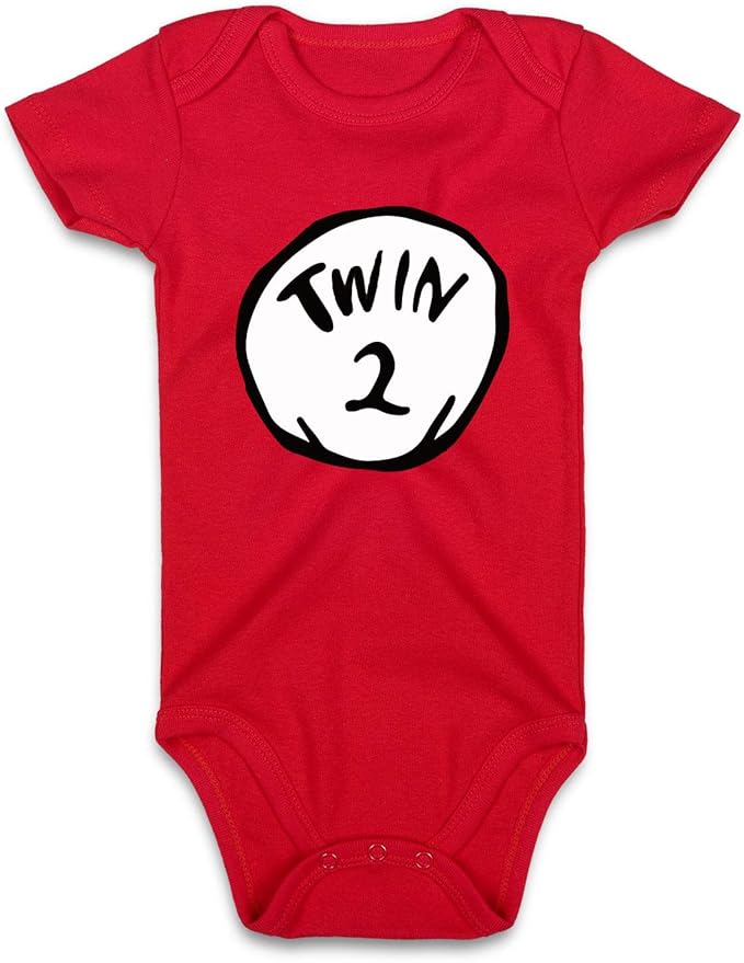 DEFAHN Funny Twins Baby Bodysuits Boys Girls Rompers 2 Pack Twin Matching Clothes Outfits for Newborn Infant