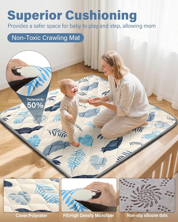Baby Play Mat 71"x59", Non-Slip Baby Mat for Floor, Soft Thicker Playpen Mat, Portable Playmat, Crawling Mat for Babies, Toddlers & Infants to Play and Learn