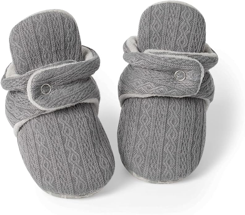 Sawimlgy Newborn Infant Baby Girl Boy Cotton Booties Stay On Sock Slippers Soft Bedroom Shoes Non-Skid Ankle Boots With Grippers Toddler Crib Warm Shoe First Walker Birthday Shower