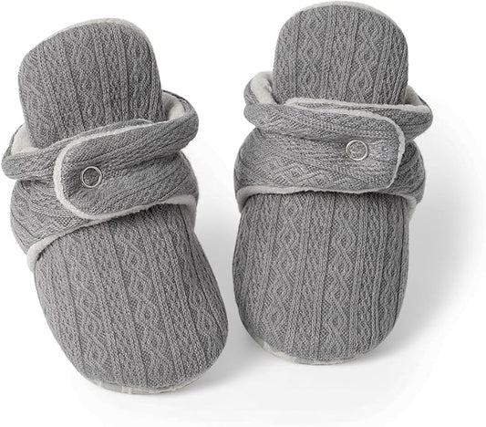 Sawimlgy Newborn Infant Baby Girl Boy Cotton Booties Stay On Sock Slippers Soft Bedroom Shoes Non-Skid Ankle Boots With Grippers Toddler Crib Warm Shoe First Walker Birthday Shower