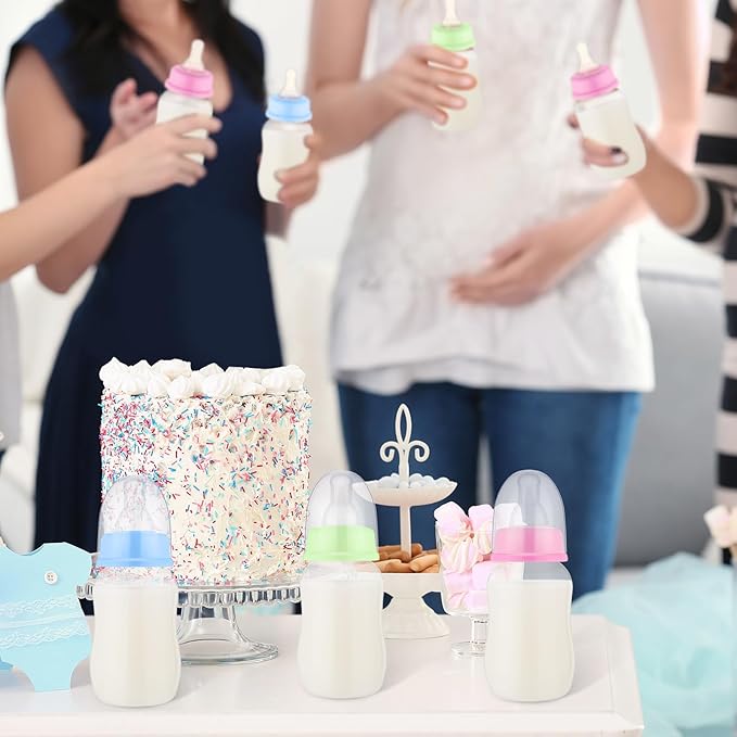 30 Pcs Baby Shower Favors Party Game Mini Baby Bottles Gift Sets for Baby Shower Boy Girl Gender Reveal Birthday Party Supplies Gift (Pink,Blue,Green)