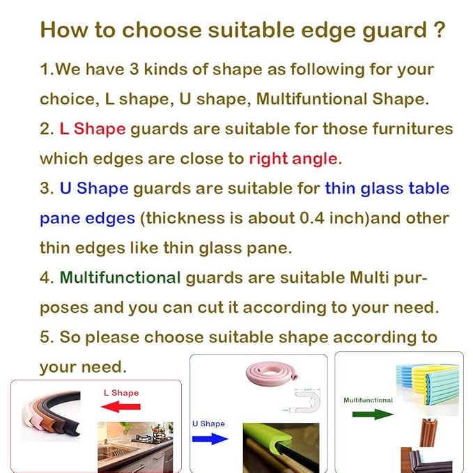 M2cbridge L Shape Extra Thick Furniture Table Edge Protectors Foam Baby Safety Bumper Guard 6.5 Ft (Off White (6.5ft x 2))