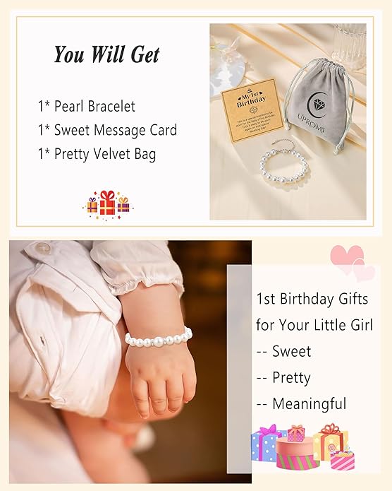 UPROMI First Birthday Gifts for Girls Bracelet