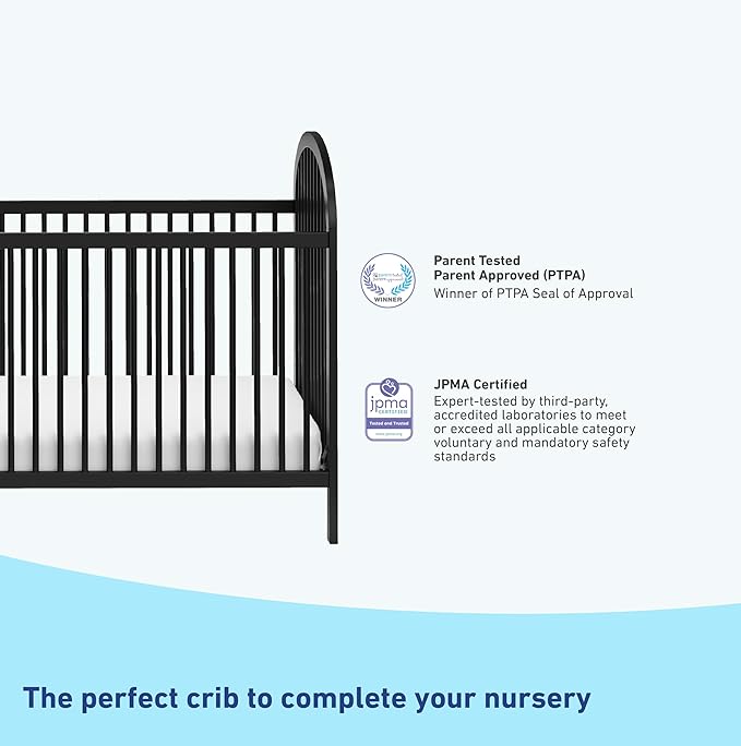 Graco Olivia Convertible Crib and Graco Premium Foam Crib & Toddler Bed Mattress Bundle (Black) – GREENGUARD Gold Certified, Standard Crib Mattress, Baby Crib Converts to Toddler Bed & Daybed