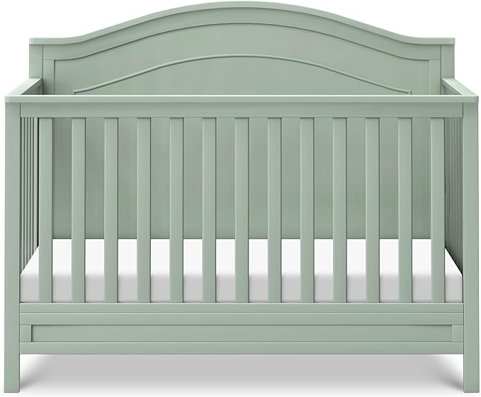 daVinci Charlie 4-in-1 Convertible Crib - GREENGUARD Gold Certified - Converts from Baby Crib to Toddler Bed, Daybed, and Full-Size Bed Effortlessly - 4 Adjustable Heights - Wooden Light Sage Baby Bed
