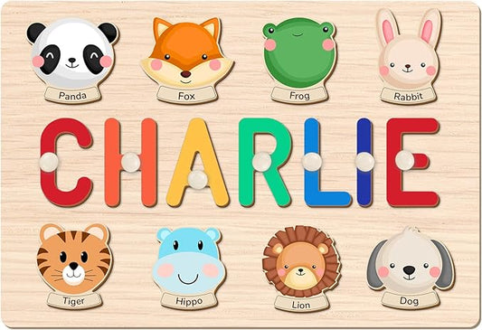 Personalized Custom Wooden Name Puzzle for Toddlers 1-3, Educational Toys for 1-3 Year Olds