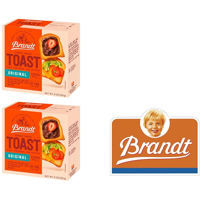 Brandt Toast, Zwieback, Double Baked, 8 Ounces (pack of 2, Original)