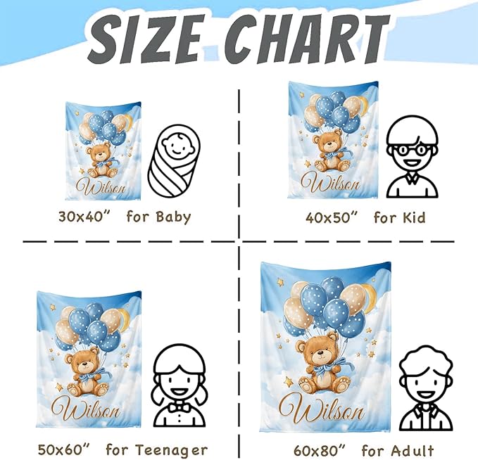 Ship Next Day, Personalized Baby Blanket for Boys Girls - Printed in USA, Custom Baby Blanket with Name Super Soft Plush Flannel, Easter Christmas Brithday Gifts for Baby Shower Kids Toddlers Newborn