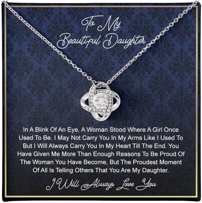 To My Daughter Gift Necklace From Dad or Mom - Badass Daughter Jewelry With Heartfelt Message & Elegant Box