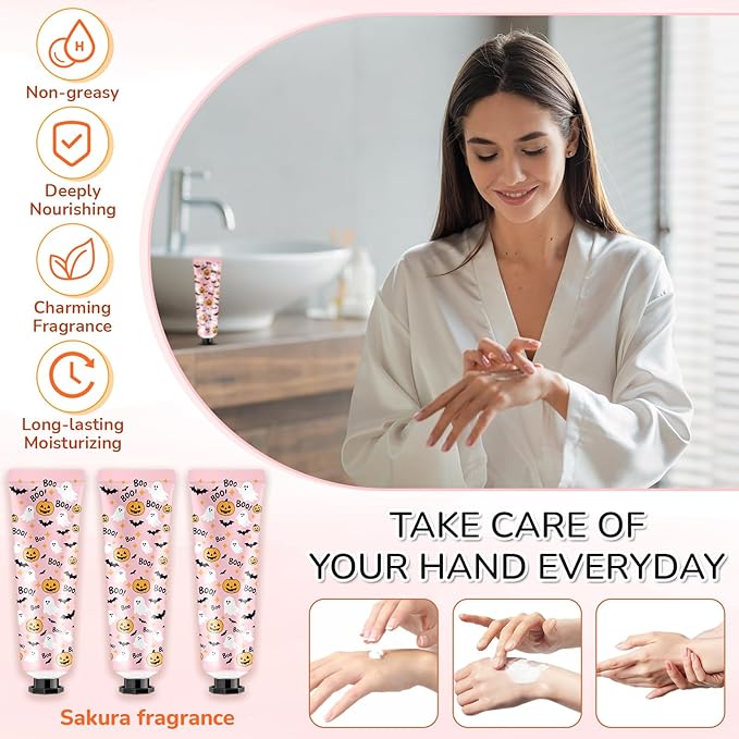 48 Sets Baby Shower Hand Cream Bulk Pink Halloween a Little Boo Is Almost Due Baby Shower Favors Bridal Thank You Hand Cream for Guests Travel Size Lotion with Organza Bags