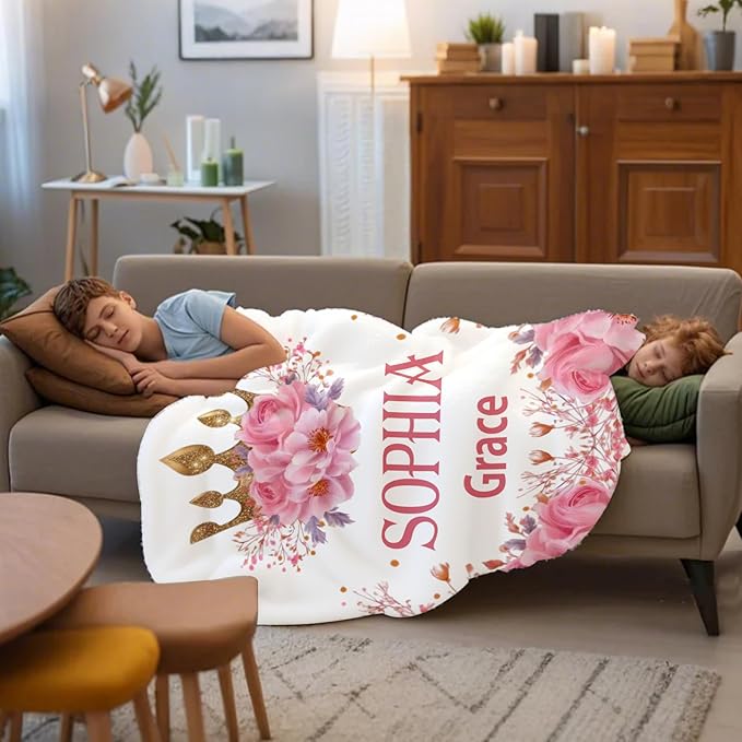 Ship Next Day, Personalized Baby Blanket for Boys Girls - Printed in USA, Custom Baby Blanket with Name Super Soft Plush Flannel, Easter Christmas Brithday Gifts for Baby Shower Kids Toddlers Newborn