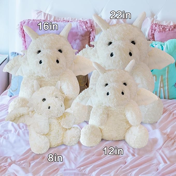 Little Flying Dragon - Cute Stuffed Animal Plush Toy - Adorable Soft Dragons Toy Plushies and Gifts - Perfect Present for Kids (White,11.81in/30cm)