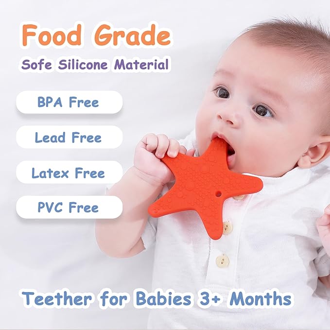 Baby Teether [Original] - Silicone Teething Toys for Babies, Ocean Sea Animals Shape Teething Relief Chew Toy | Stuff Essential and Gift for Toddler Infant Boy Girl 3+ Months | 4 Pieces