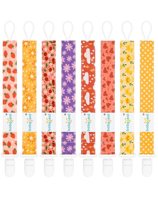 Babygoal Girl Pacifier Clips, 8 Pack Binky Paci Holder Clips for Baby Boys and Girls Fits for Most Pacifier, Binkie Styles & Baby Teethers & Toys and Gift 8PS56-B