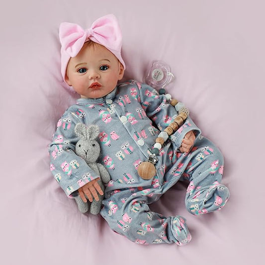 Lifelike Reborn Baby Girl - 18 inch Realistic Baby Girl Real Life Newborn Baby Dolls, Handmade Anatomically Correct Real Baby Dolls Gift Set for Kids Age 3 +
