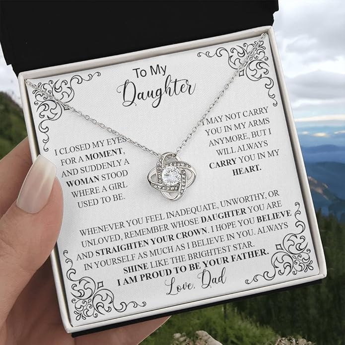 To My Daughter Gift Necklace From Dad or Mom - Badass Daughter Jewelry With Heartfelt Message & Elegant Box