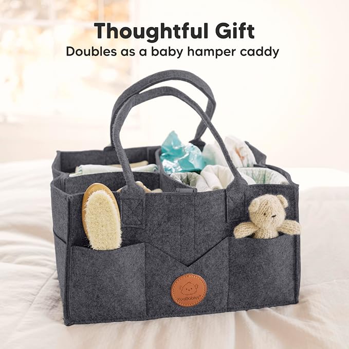 KeaBabies Baby Diaper Caddy Organizer with Handle - Portable Baby Organizers and Storage for Nursery, Changing Table, Large Travel Car Caddy, Girls, Boys Shower Gift Basket, New Mom Gifts(Mystic Gray)