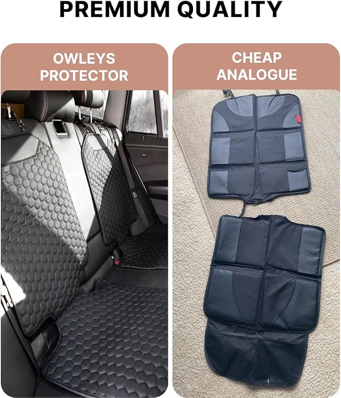 Premium Leather Car Seat Protector 2 Pack for Child Cover from Dirt - Infant Protector for Back/Front Booster Protector Under Baby Car Seat Waterproof Black