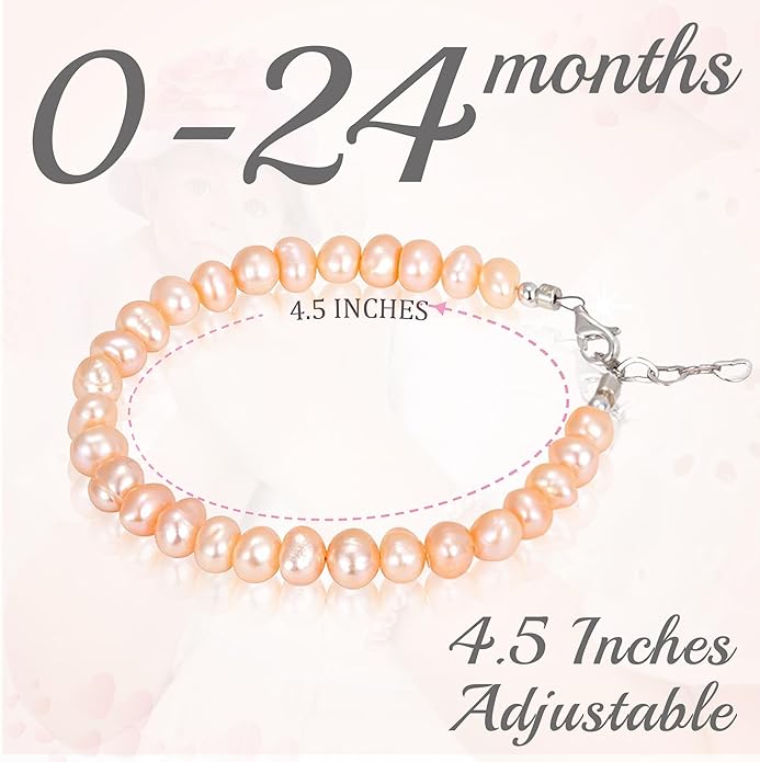 Freshwater Cultured Pearl Bracelet, Baby Bracelets for infant girls Sterling Silver Jewelry keepsake for boys or girls, 1st Birthday Girl, 1 Year Old Girl Gifts