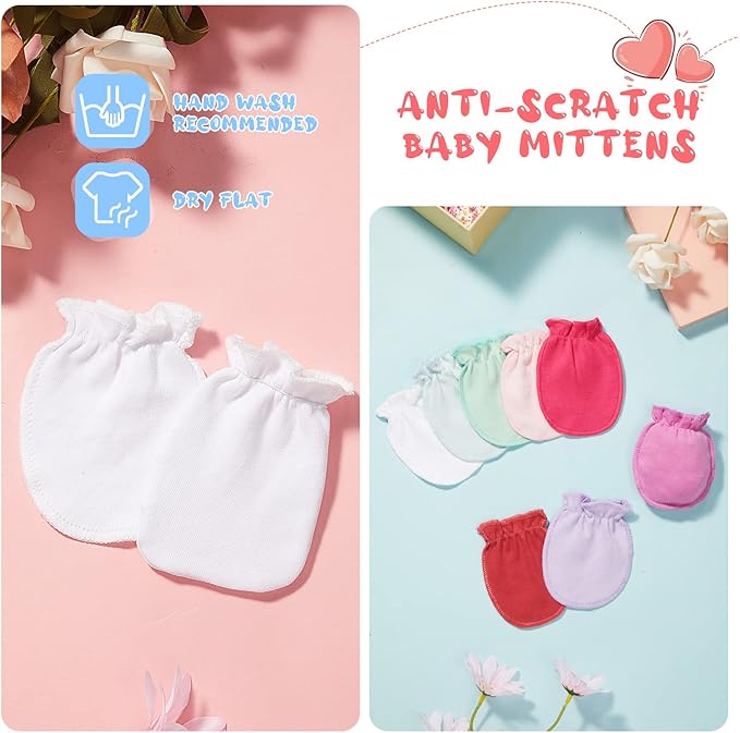 16 Pairs Newborn Baby Cotton Mittens No Scratch Gloves Unisex Newborn Mittens for baby Boys Girls 0-6 Months