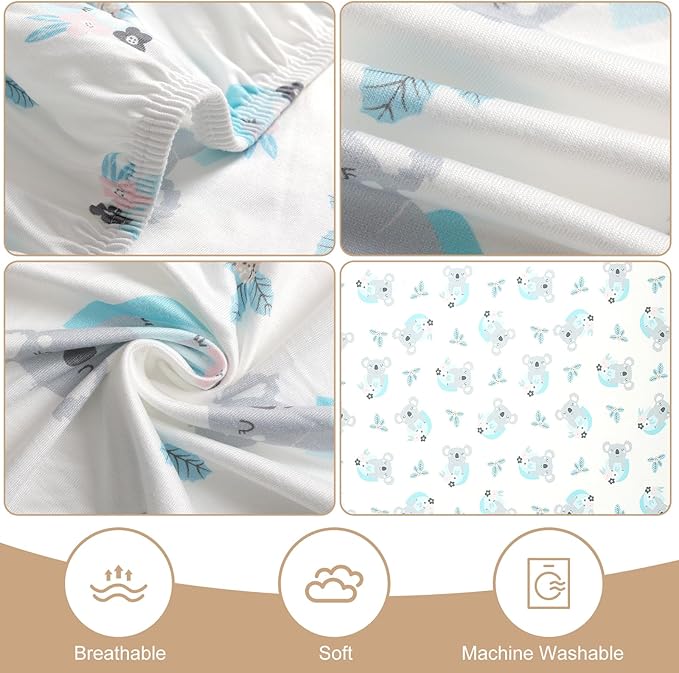 Pack n Play Fitted Sheet. 2 Piece Mini Crib Sheet Set Elastic Playard Sheet Set Portable Sheet Set Elastic Convertible Playmat Compatible with Graco Pack n Play. (Owl and Tree Bag) (Cartoon)