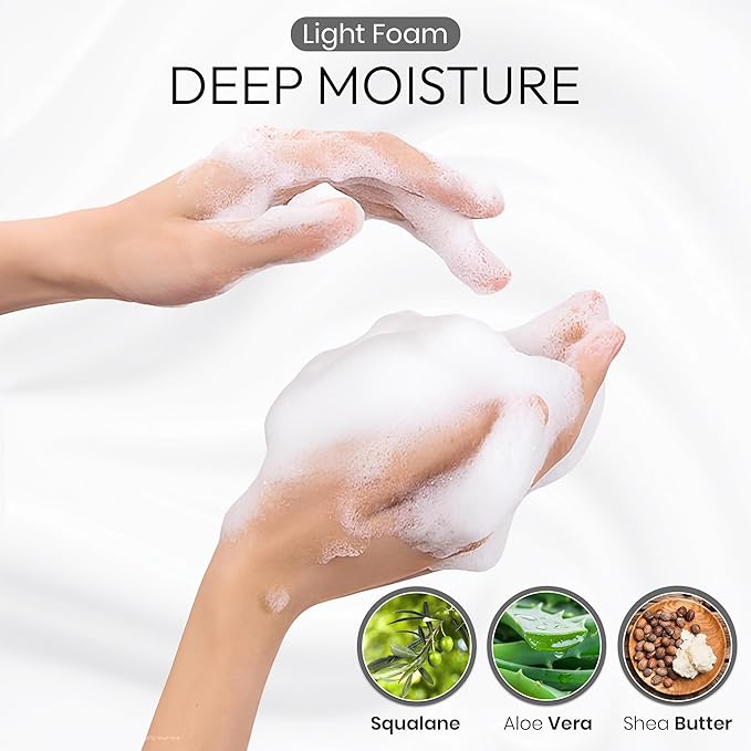 Shea Butter Body Wash Foaming for Women & Men, Moisturizing Liquid Soap for Sensitive & Dry Skin, Botanical Buttermilk™ from Japan, Sulfate & Paraben Free, Water Lily & Raspberry, 30.4 Fl Oz
