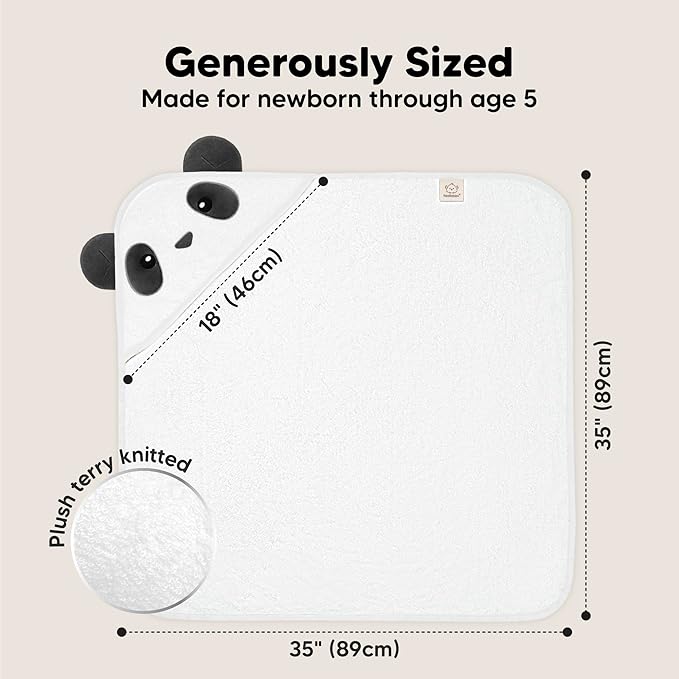 KeaBabies Hooded Baby Towel for Newborn - Viscose Derived from Bamboo Large Baby Bath Towels with Hood for Boys, Girls, Toddler, Extra Absorbent & Soft Newborn Bath Essentials (Panda)