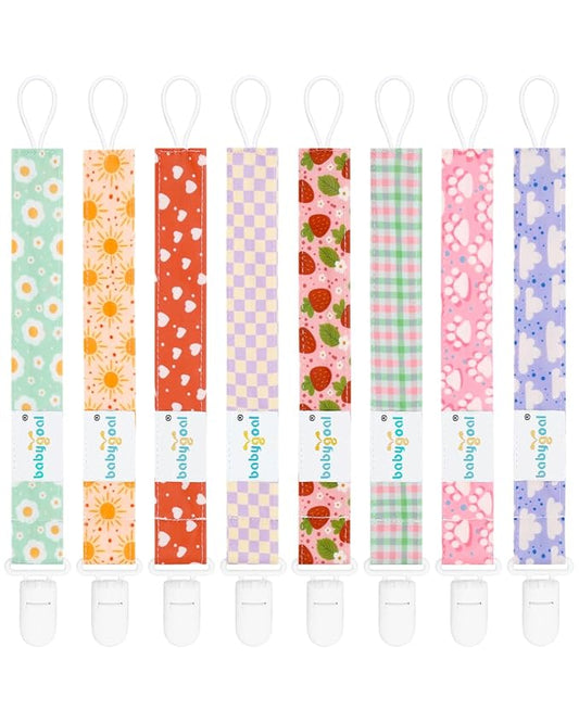 Babygoal Plaid Pacifier Clips, 6 Pack Binky Paci Holder and Leash for Boys and Girls Fits for Most Pacifier, Binkie Styles & Baby Teethers & Toys and Gift 6PS24