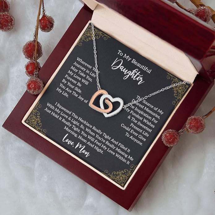 To My Daughter Gift Necklace From Dad or Mom - Badass Daughter Jewelry With Heartfelt Message & Elegant Box