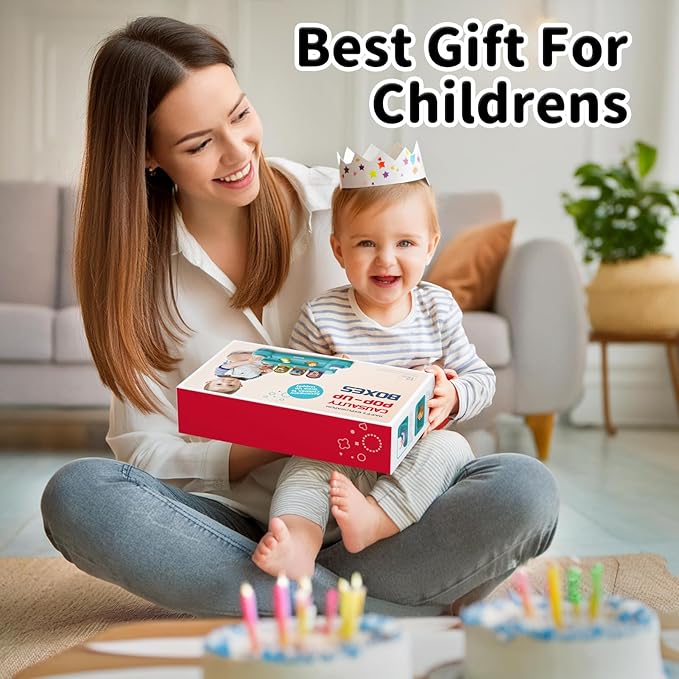 Montessori Toys for 1 Year Old Boy Girl, Early Learning Baby Musical Toys 6-9-12-18 Month, Cause & Effect Interactive Pop up Animal Toy with Music, STEM Birthday Gift for Toddler Toys Age 1-2