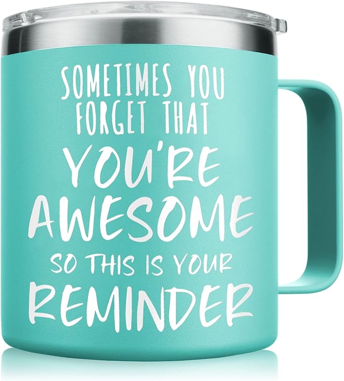 NOWWISH Gifts for Her, Sometimes You Forget You're Awesome Coffee Mug, Inspirational Gifts, Thank You Appreciation Gifts for Coworker, Teacher, Mom, Wife, Sister - Green