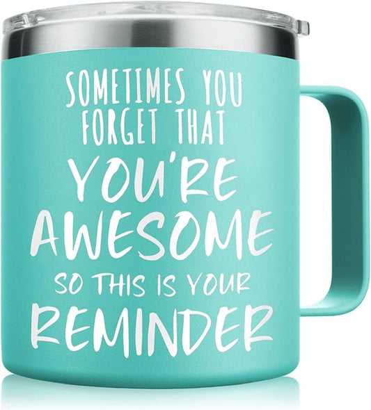 NOWWISH Gifts for Her, Sometimes You Forget You're Awesome Coffee Mug, Inspirational Gifts, Thank You Appreciation Gifts for Coworker, Teacher, Mom, Wife, Sister - Green