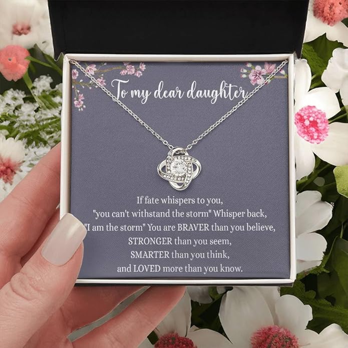 To My Daughter Gift Necklace From Dad or Mom - Badass Daughter Jewelry With Heartfelt Message & Elegant Box