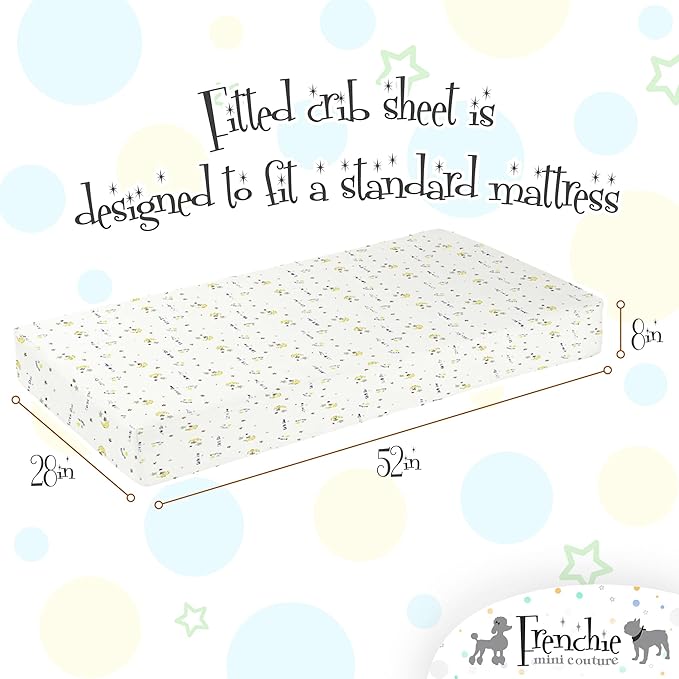 Fitted Crib Sheet 100% Woven Cotton Fits Toddler Mattress, 28 x 52 x8in, Twinkle Little Star