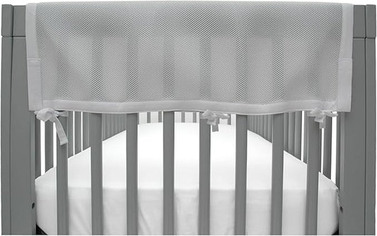 BreathableBaby Breathable Mesh Crib RailGuard Teething Cover, Gray, 27” Short Panel (2-Pack)