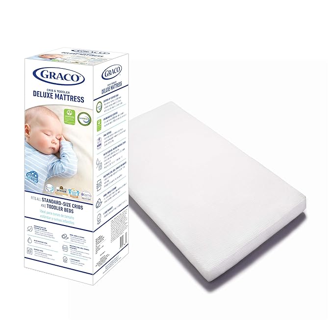 Graco Theo Crib and Mattress Nursery Essentials Pack (Pebble Gray) – GREENGUARD Gold Certified Baby Crib & Crib Mattress, Cribs with Mattress Included, Convertible Crib, Baby Mattresses for Crib