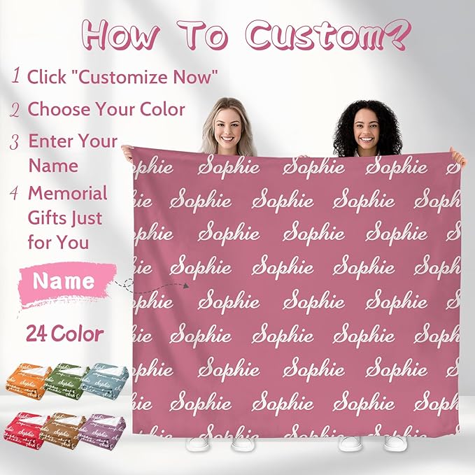 Personalized Baby Name Blanket, Custom Blankets and Throws with Name for Kids Girls Boys, Customized Toddler Blanket Gifts for Christmas Birthday Baby Shower (Name Text)