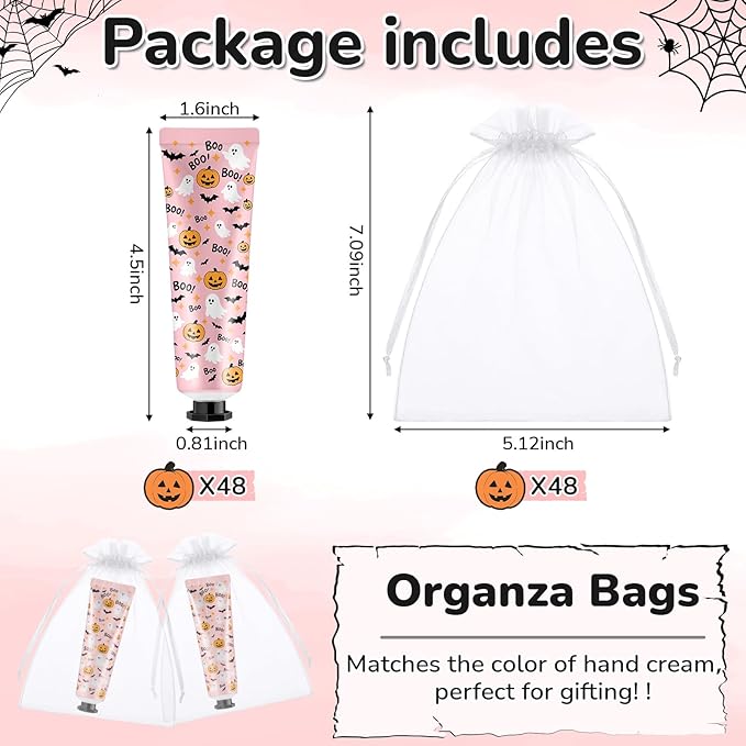 48 Sets Baby Shower Hand Cream Bulk Pink Halloween a Little Boo Is Almost Due Baby Shower Favors Bridal Thank You Hand Cream for Guests Travel Size Lotion with Organza Bags