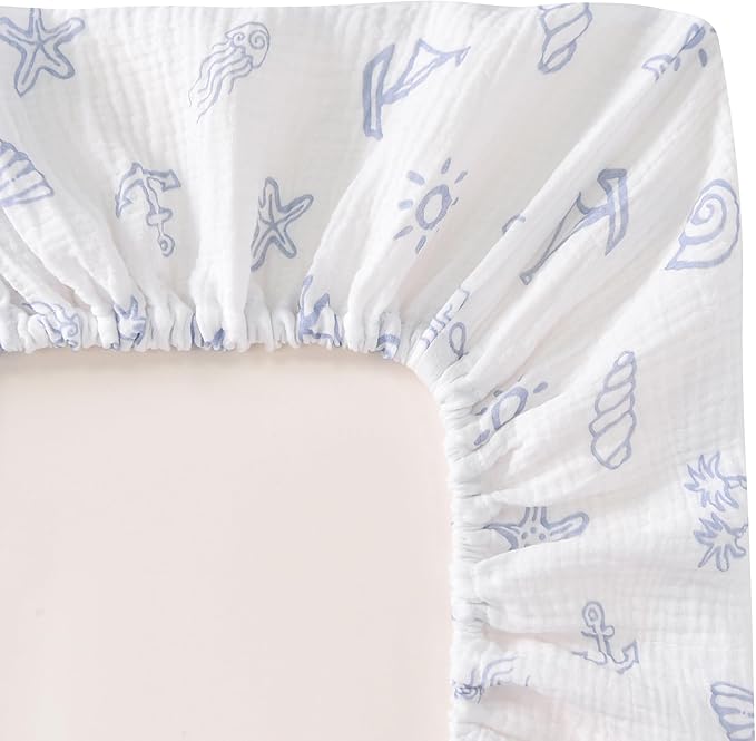 Baby Crib Sheets 2 PCS, 100% Organic Cotton Crib Sheet for Standard Crib Mattress(52”x 28”), Fitted and Soft Breathable Muslin Crib Mattress Sheet for Girl and Boy
